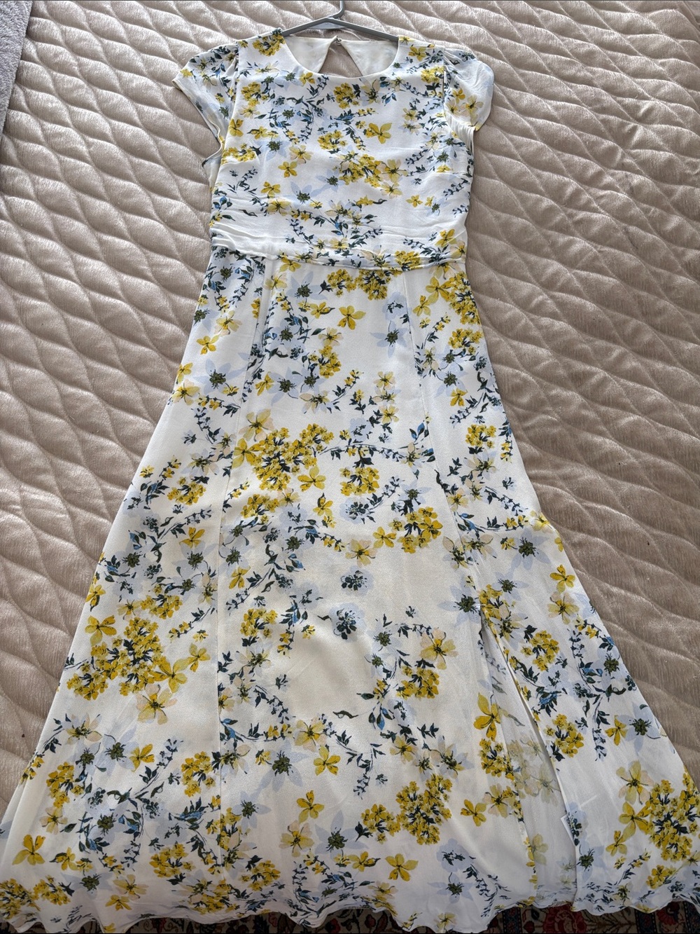 Banana Republic White Maxi Dress with Yellow Floral Print